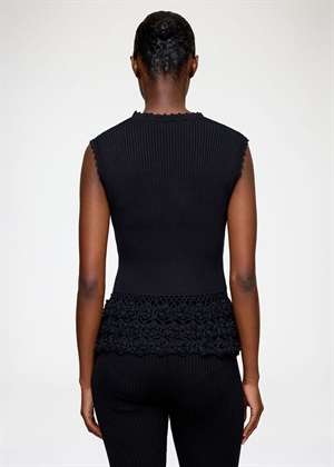 Fine cotton rib crochet vest Sort A1070251 Ganni 